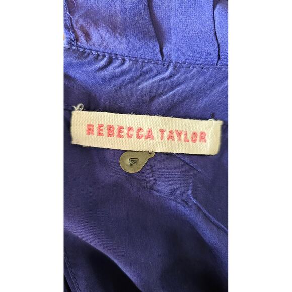 Rebecca Taylor Blue 100% Silk Dress. Ruffles, Bow, Sleeveless, Sexy Dress, Sz 4 - Picture 6 of 12